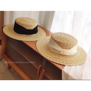 Nón cói đi biển vành rộng mũ gaucho nơ lụa to siêu sang chảnh
