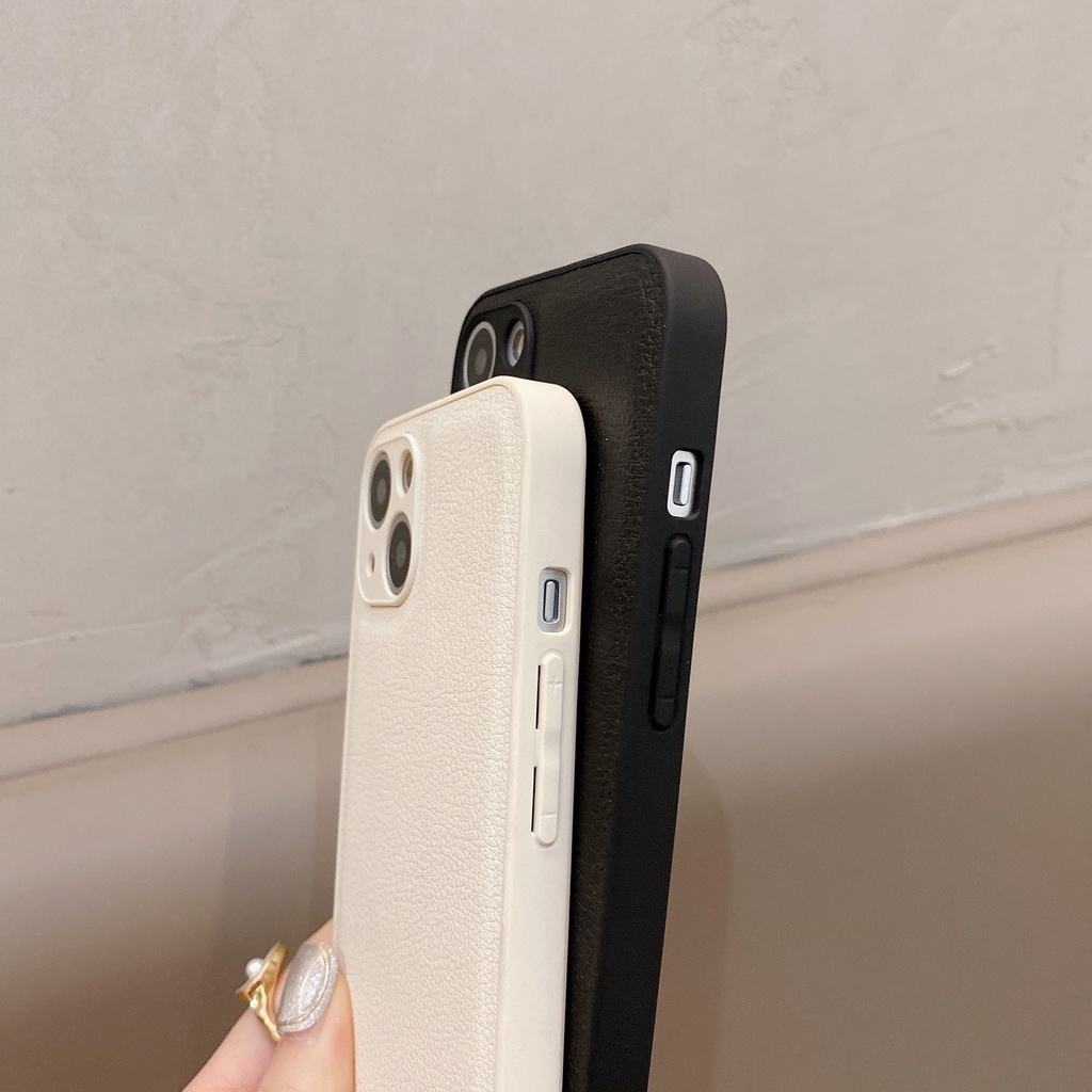 Ốp Điện Thoại Da PU Màu Trơn Cho iPhone 13ProMax 12pro 11pro X XR XSMax 8Plus