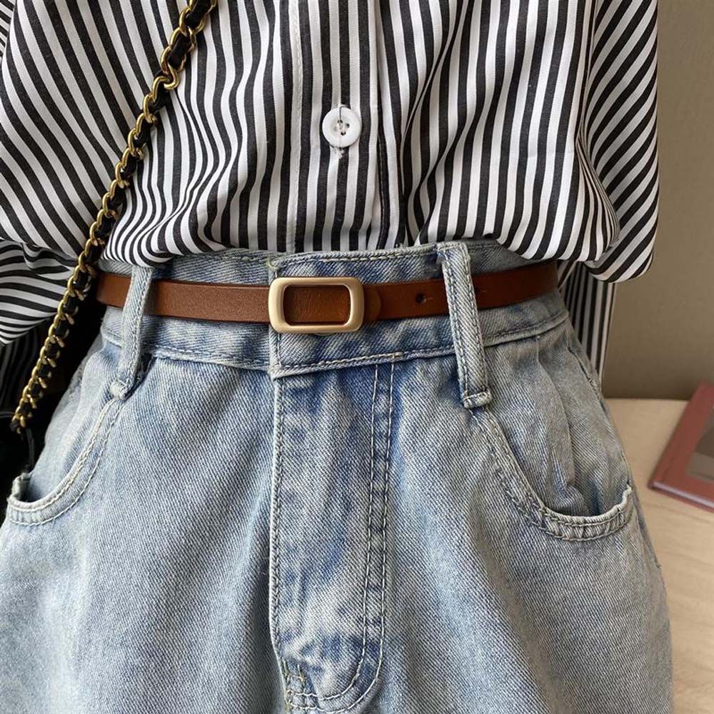 Thắt lưng da bò phối mặt hợp kim thời trang cao cấp dành cho nữ