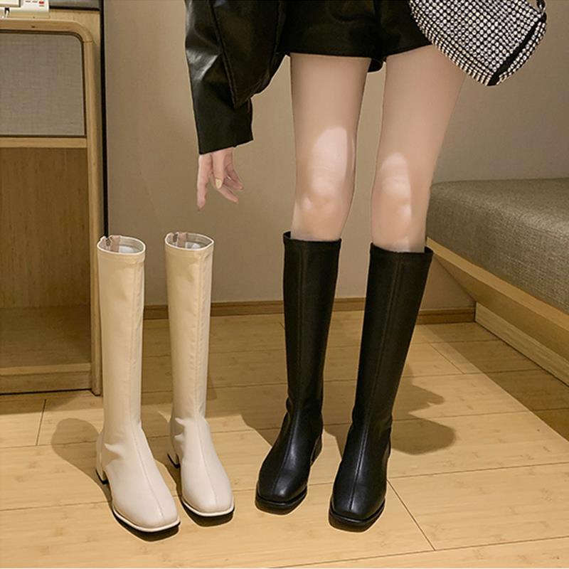 Giày bốt nhung cổ cao dày sành điệu thời trang dành cho nữ