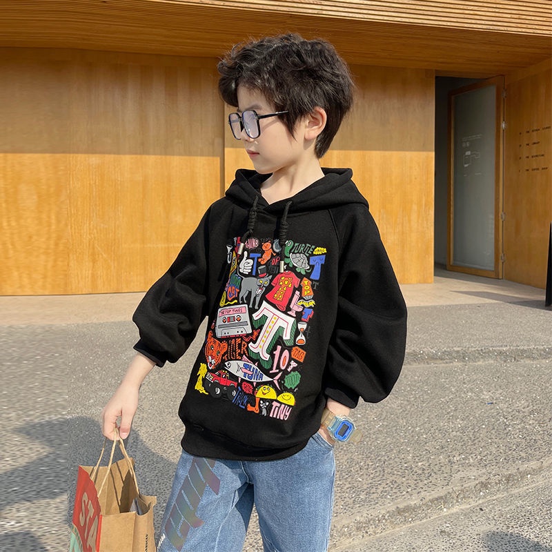 Áo Khoác Hoodie Dáng Rộng Thời Trang Thu Đông Mới Dành Cho Bé Trai
