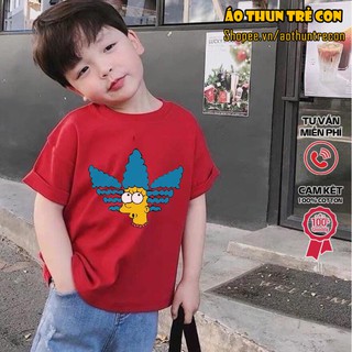 Quần Áo Trẻ Em Áo Thun Ngắn Tay Cho Bé Hoạt Hình Simpsons Phong Cách Basic Đơn Giản Hot Trend Hè 2021 100% Cotton