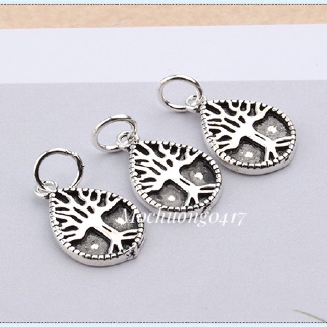 [FREE SHIP] Charm bạc giọt nước họa tiết cây - Hàng siêu đẹp bạc loại 1 PH310