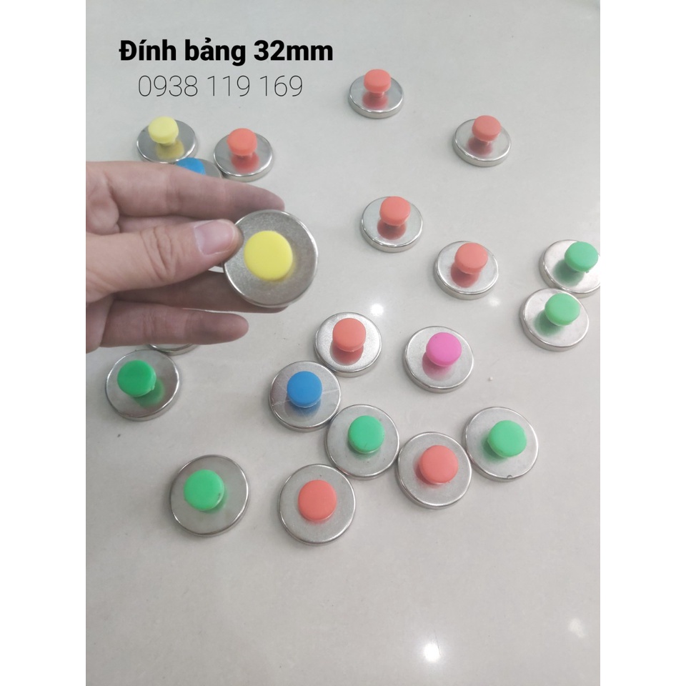 Nam châm đính bảng phi 32mm nhiều màu sắc