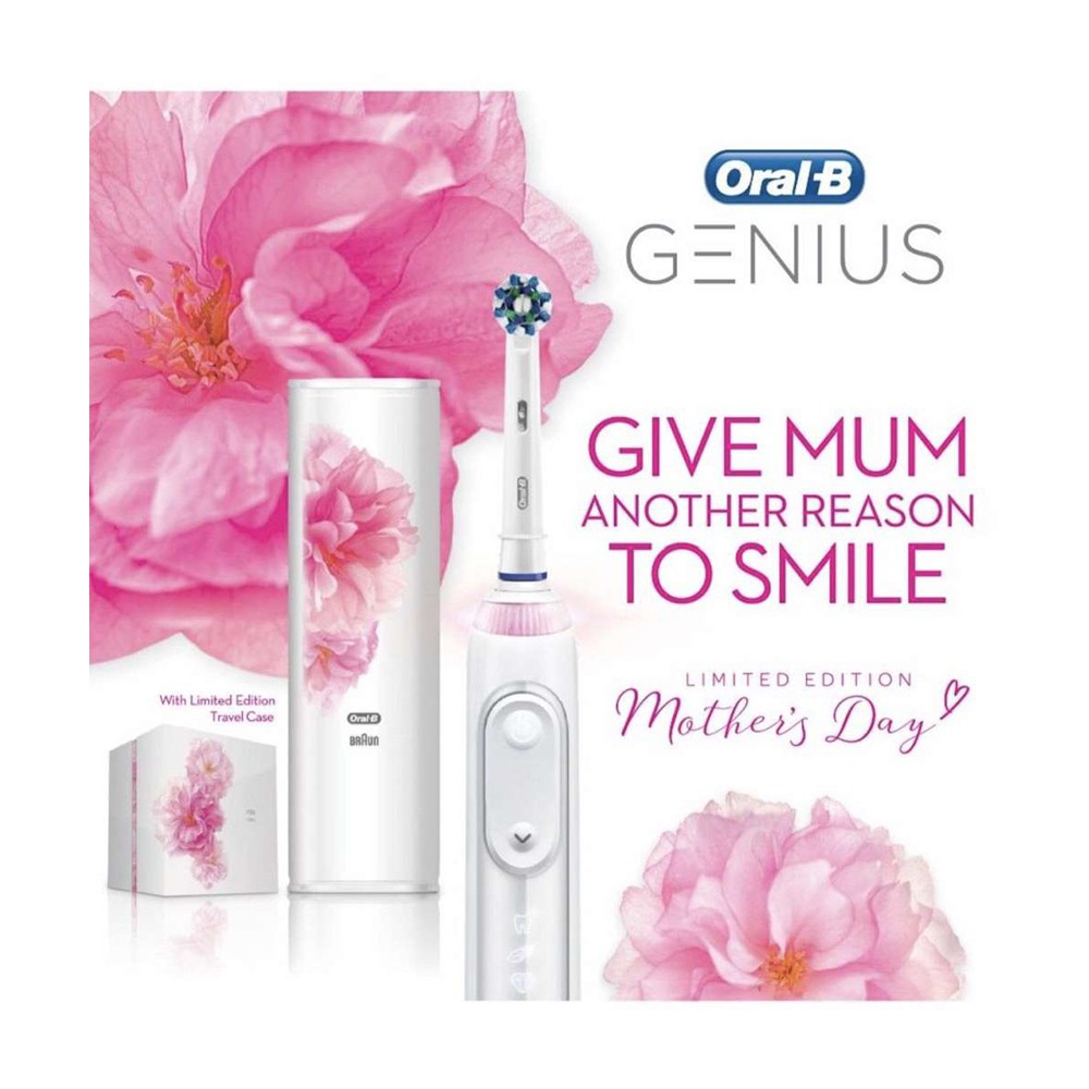 Bàn chải đánh răng điện Oral-B Genius 9000 (Trắng) + Tặng kèm nắp chụp đầu bàn chải