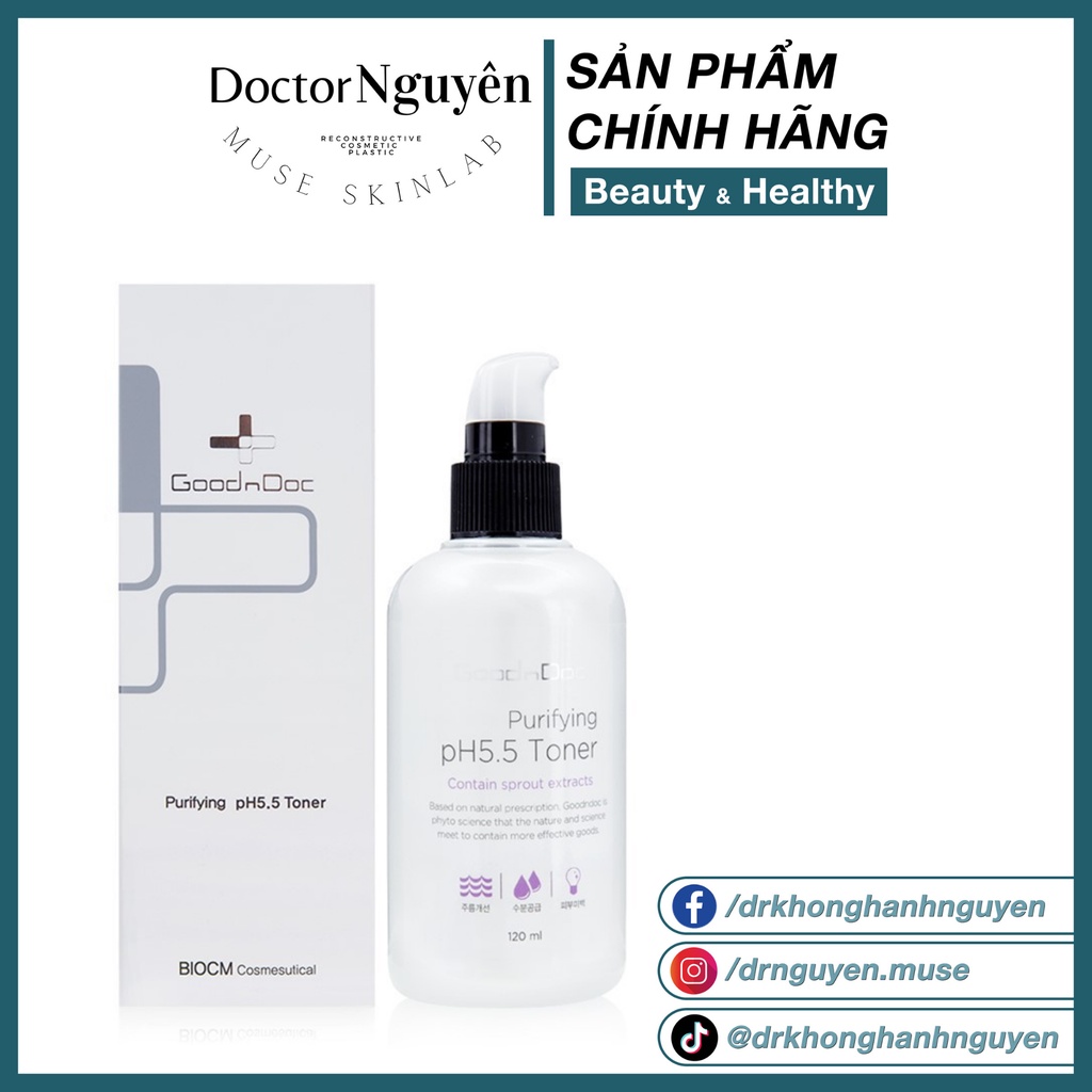 Nước Hoa Hồng GoodnDoc Cấp Ẩm Và Cân Bằng Da Purifying pH 5.5 Toner (120ml)