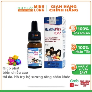 Healthyplex D3K2 - Bổ sung Vitamin D3 và K2 giúp phát triển chiều cao tối ưu cho trẻ (lọ 10ml)