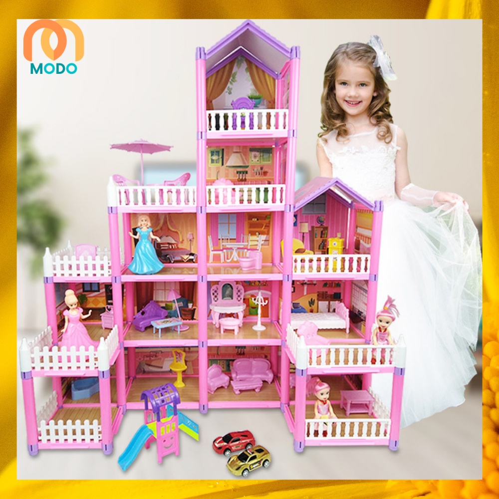 Đồ Chơi Lắp Ráp Ngôi Nhà Búp Bê - Biệt Thự Barbie nhiều tầng nhiều phòng quà tặng Dễ Thương cho bé gái