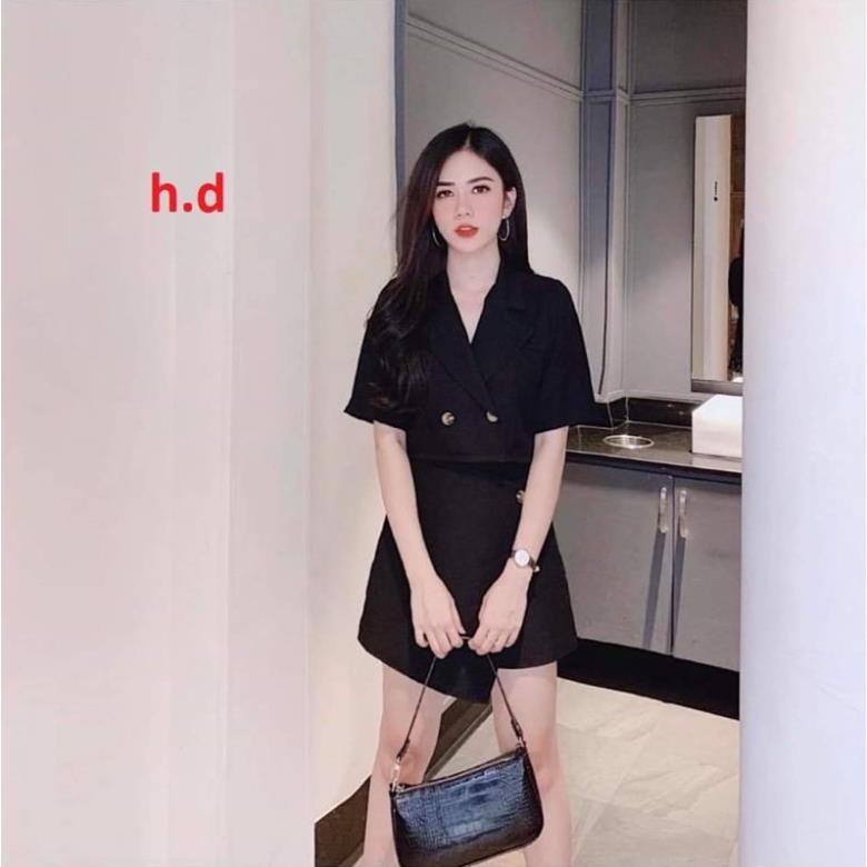 Sét croptop Vec + chân váy lệch HD7 ATSHOP CHUYÊN SỈ LẺ THỜI TRANG