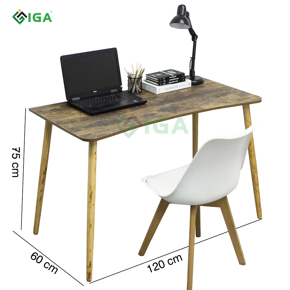 Bàn làm việc, bàn học Bắc Âu có thể để kệ sách hiện đại thông minh màu gỗ cháy- GP86.08