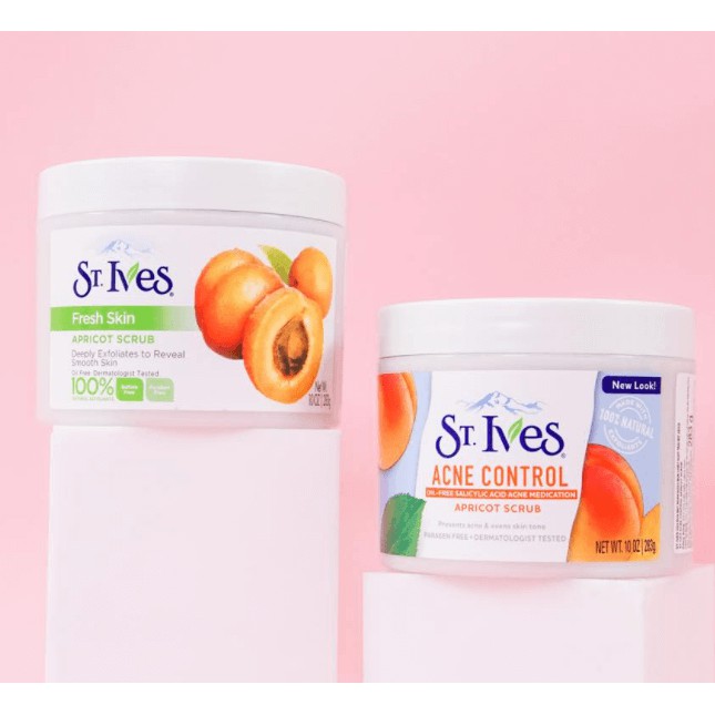 [ Mẫu mới] Tẩy Tế Bào Chết mặt và body ST.IVES Acne Control Apricot Scrub 283g