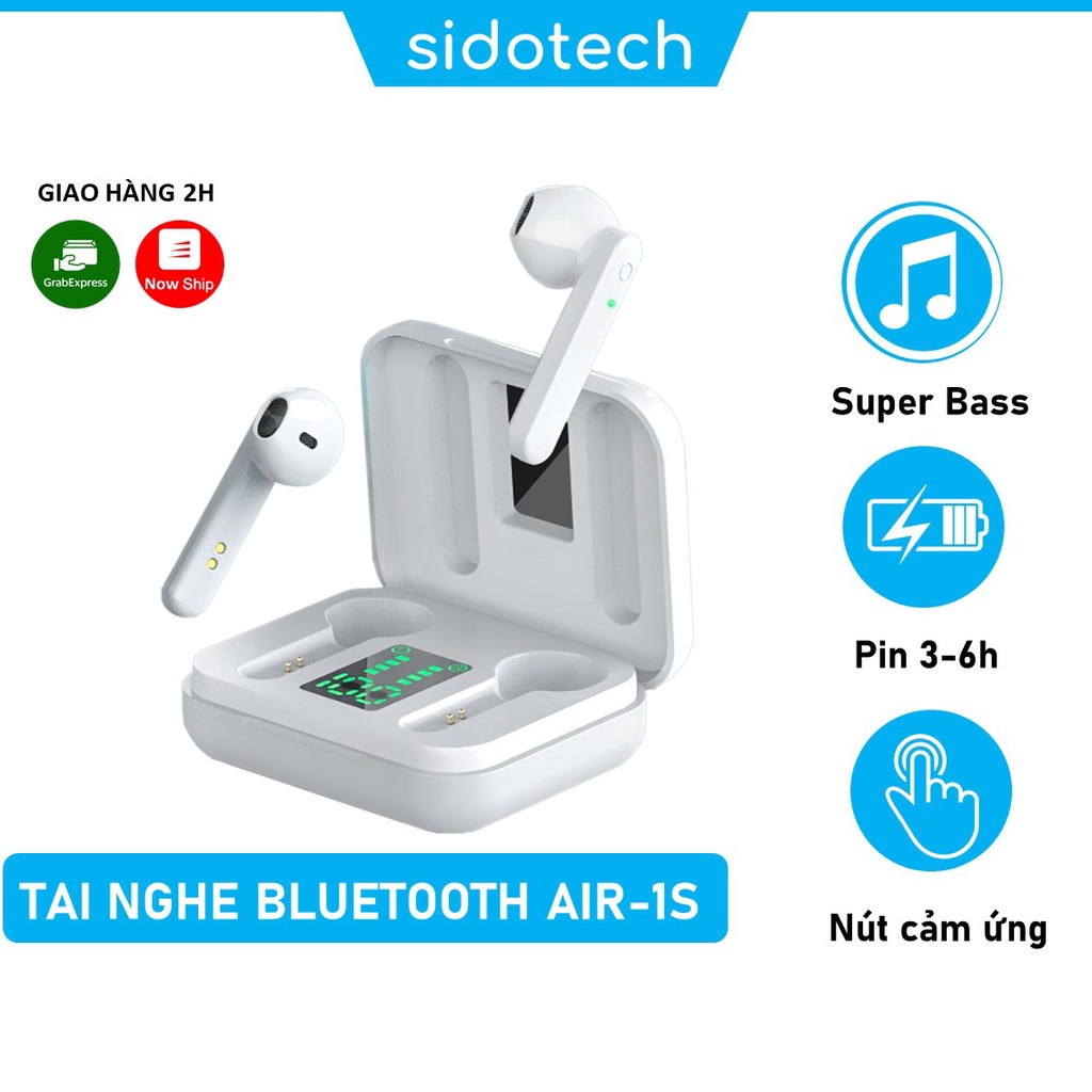 Tai nghe không dây TWS bluetooth SIDOTECH Air1S mini true wireless pin trâu chống ồn có mic màn LED gaming thể thao