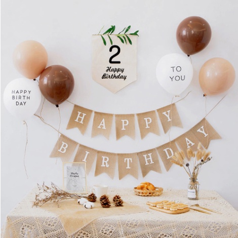 Dây Happy birthday, dây cờ tam giác bằng vải cói ( vải bố) trang trí sinh nhật, tiệc, kỷ niệm