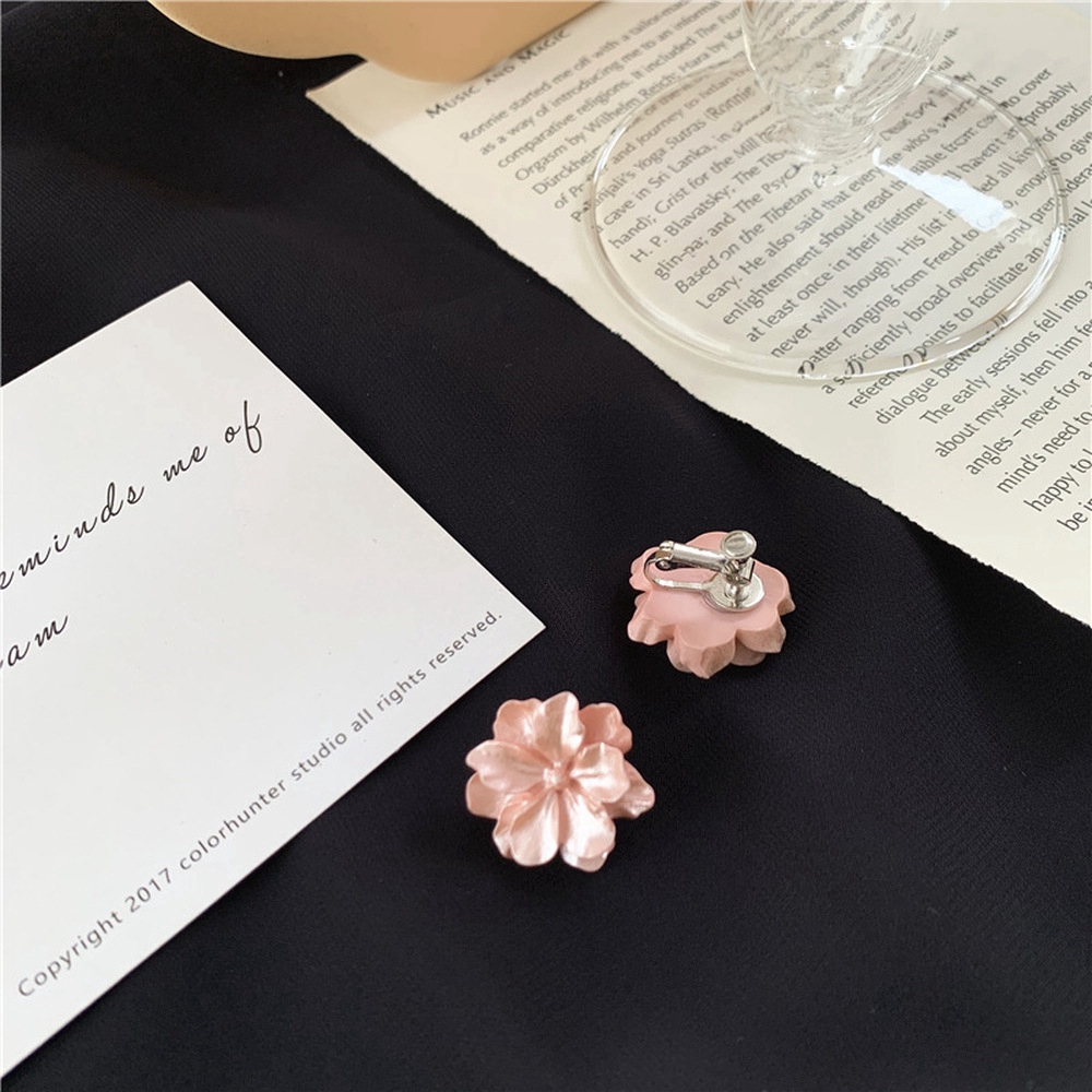 Khuyên Tai Kẹp Vành Tai Không Xỏ Lỗ Hình Hoa Bằng Nhựa Resin Màu Hồng/Tím/Trắng/Hồng Cho Nữ