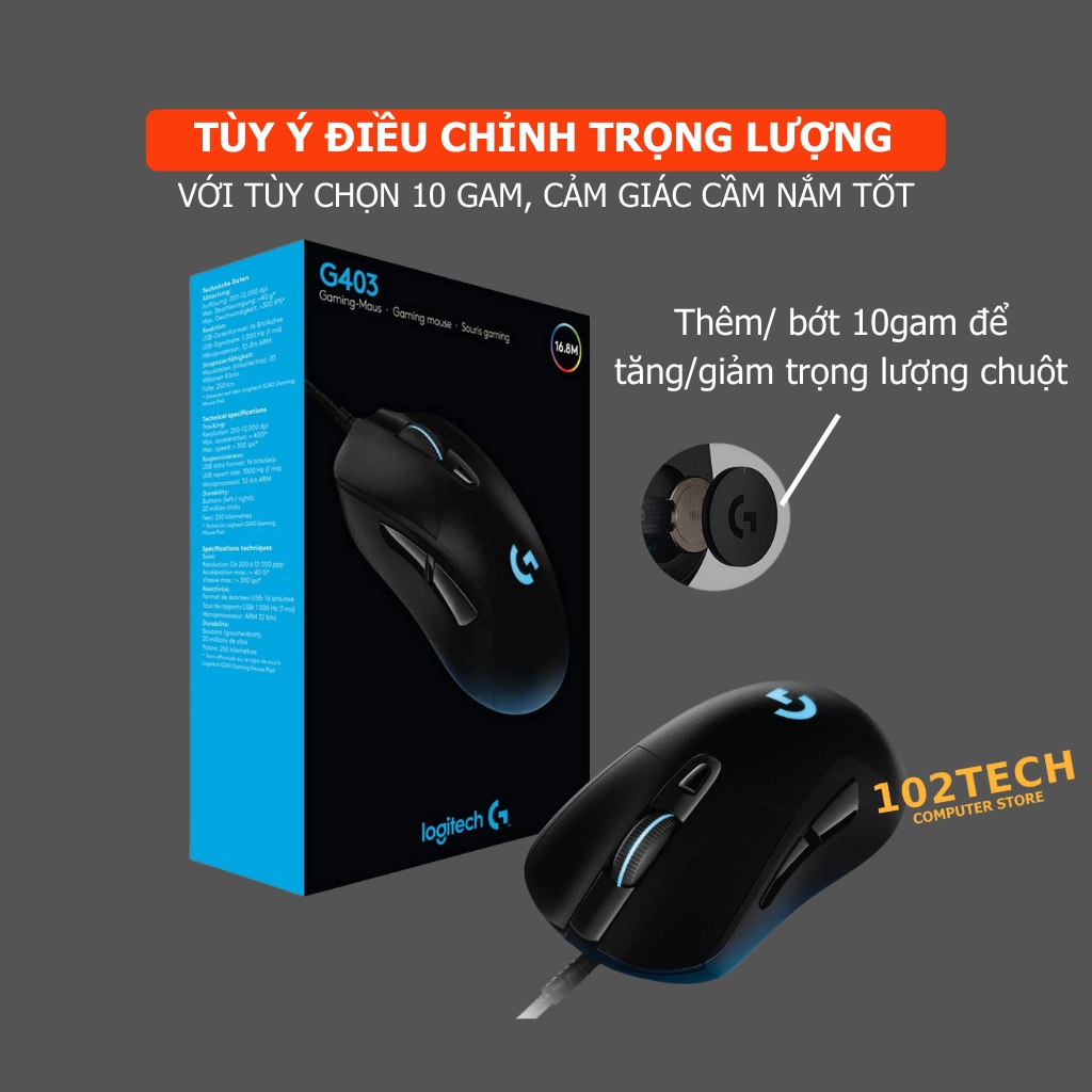 Chuột máy tính có dây Logitech G407 click không ồn, chuyên game, led RGB đẹp, nhanh và chính xác