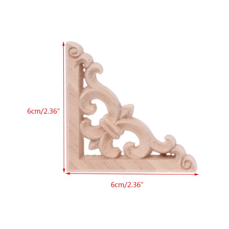 Set 4 phụ kiện gỗ 6x6cm chạm khắc trang trí tủ chạn