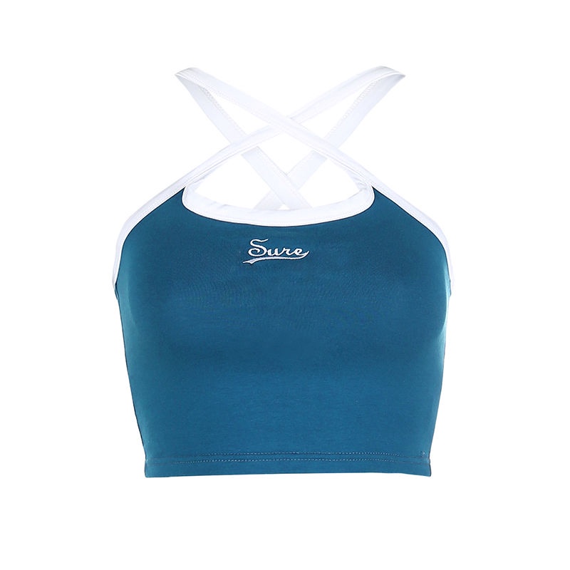 COZOK Áo Tank Top Thêu Chữ Phong Cách Vintage