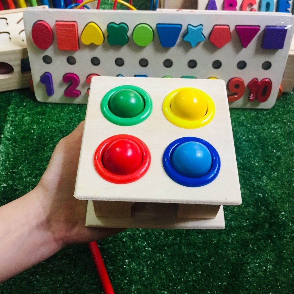 Trò Chơi Vận Động Bằng Gỗ - Đập Bóng Trơn Màu Sắc Rèn Luyện Tính Tập Chung Cho Bé