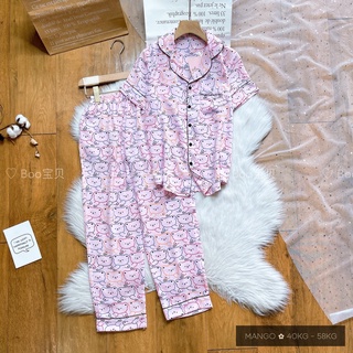 (ĐÙI + TNQD + TAY DÀI) ĐỒ BỘ LỤA MANGO BOO BOO 4 MẪU MỚI (40-58KG)