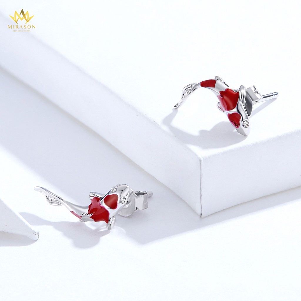 Khuyên Tai Bạc Nữ MIRASON Cá Chép Vượt Thác Đem Lại May Mắn MBT076 - Bông Tai Nữ Bạc 925 Cao Cấp