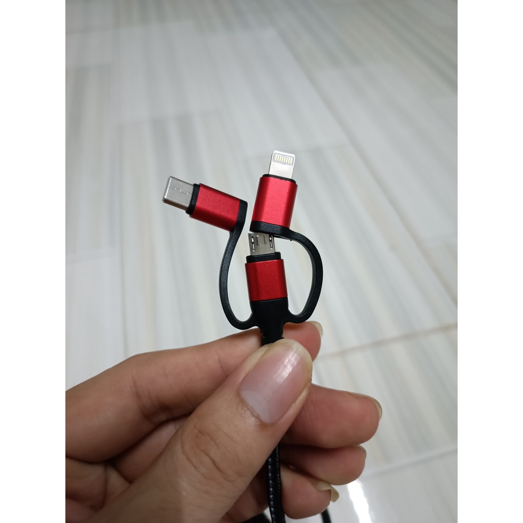 Cáp HDMI to Type-c/Lightning 3 in 1 cho Điện thoại Android và Iphone Xuất Hình Ảnh Từ Điên Thoại Lên Máy Chiếu Tivi