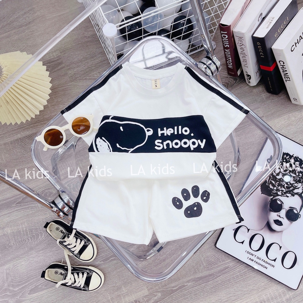 BỘ COTTON ( ÁO CỘC MÀU IN HÌNH SNOOPY ) CHO BÉ TRAI - ĐỒ BỘ TRẺ EM Chân thành cám ơn