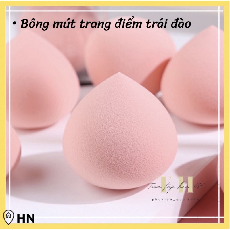 Mút trang điểm FREESHIP bông mút trang điểm hình trái đào nội địa trung mềm mịn tiện dụng PK149