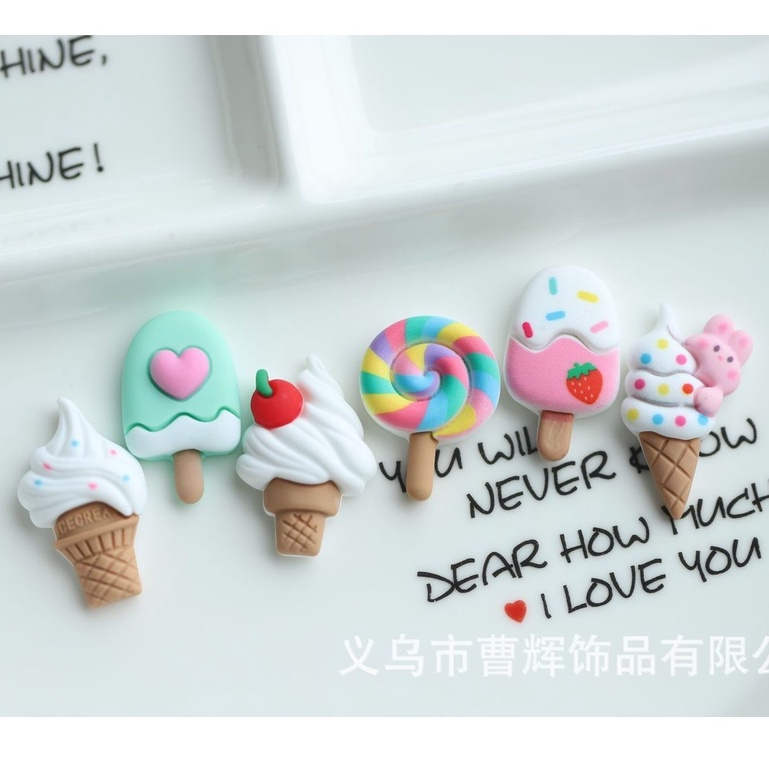 Charm  slime/ Dụng Cụ Charm Trang Trí  Que Kem Nhiều Màu Sắc