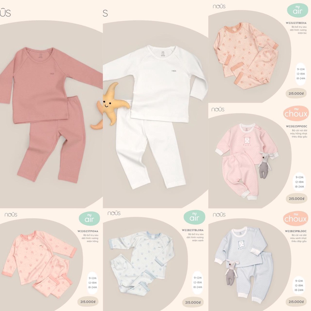 Nous - Bộ quần áo dài tay thu đông cho bé