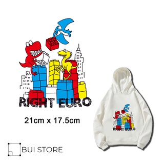 Miếng dán ủi truyền nhiệt offset trang trí áo quần hình RIGHT EURO