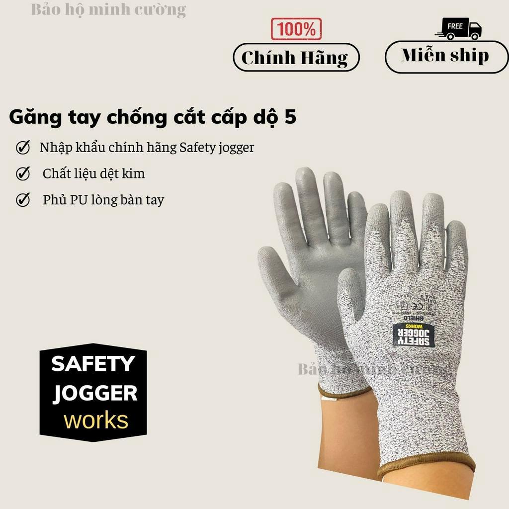 Găng tay bảo hộ chính hãng Safety Jogger , găng tay chống cắt cấp độ 5 chất liệu HPPE độ dày cao màu xám