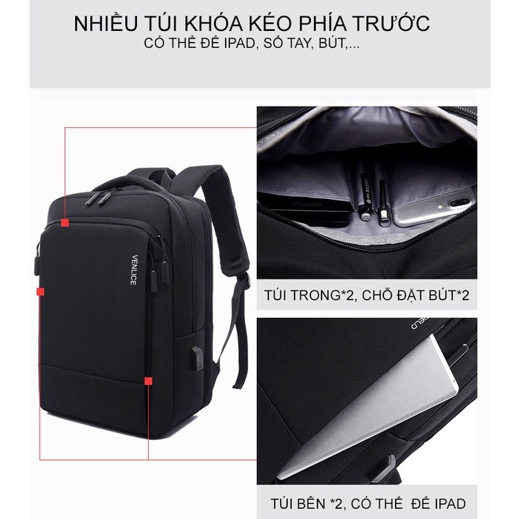 Balo Laptop Công Sở Thời Trang Cao Cấp Đựng Laptop Siêu Nhiều Ngăn, Đa Công Dụng, Dùng Đi Làm Đi Chơi & Du Lịch