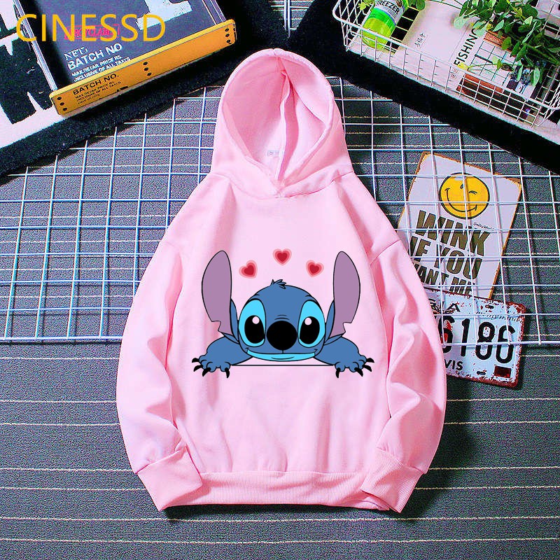 Áo Hoodie In Họa Tiết Hoạt Hình stitch Dễ Thương Phong Cách harajuku Cho Bé Gái 2-13 Tuổi