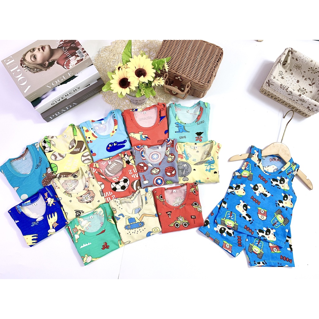 Bộ Ba Lỗ Cotton Nhiều Hình Cho Bé Trai Bé Gái Mềm Mịn