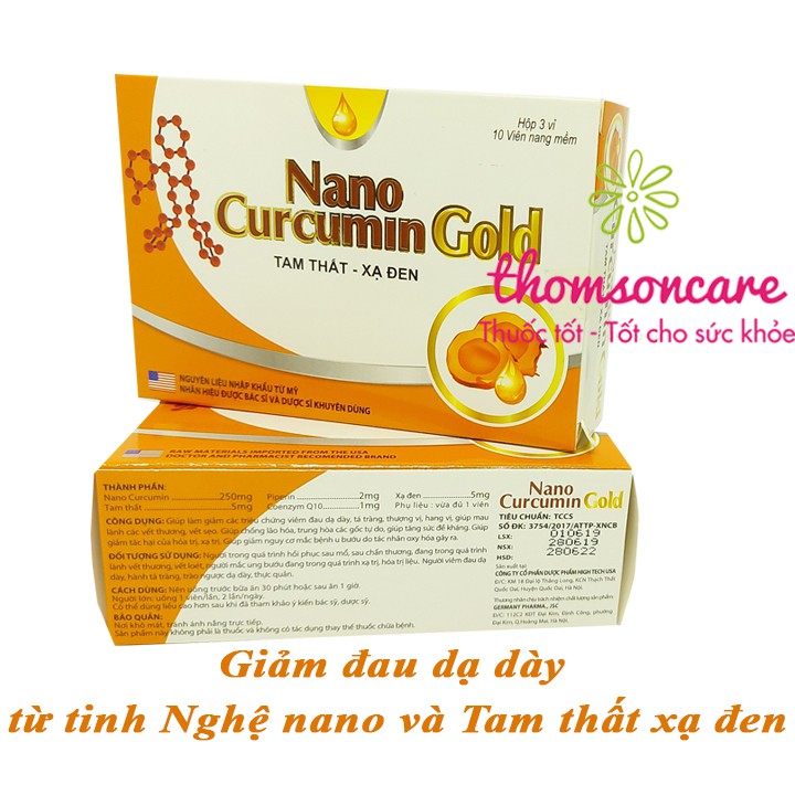 Nano Curcumin Gold Tam thất xạ đen - Hỗ trợ giảm đau dạ dày từ thảo dược - Hộp 30 viên -[Chính Hãng]