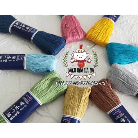 Chỉ Thêu SỢI BÔNG NHẬT BẢN Bó gồm 40 sợi Thêu tay trang trí, CHỈ CAO CẤP  Bách hóa Na na Handmade DIY Shop