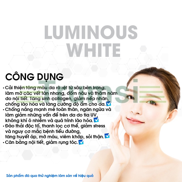 Viên Uống Trắng Da Giảm Nám Bổ Sung Collagen Chống Nắng Và Ngăn Ngừa Lão Hoá Luminous White USA Nhập Khẩu Chính Hãng