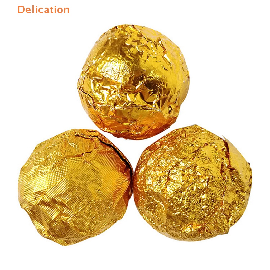 Set 100 Giấy Nhôm Gói Kẹo / Sô Cô La Màu Vàng