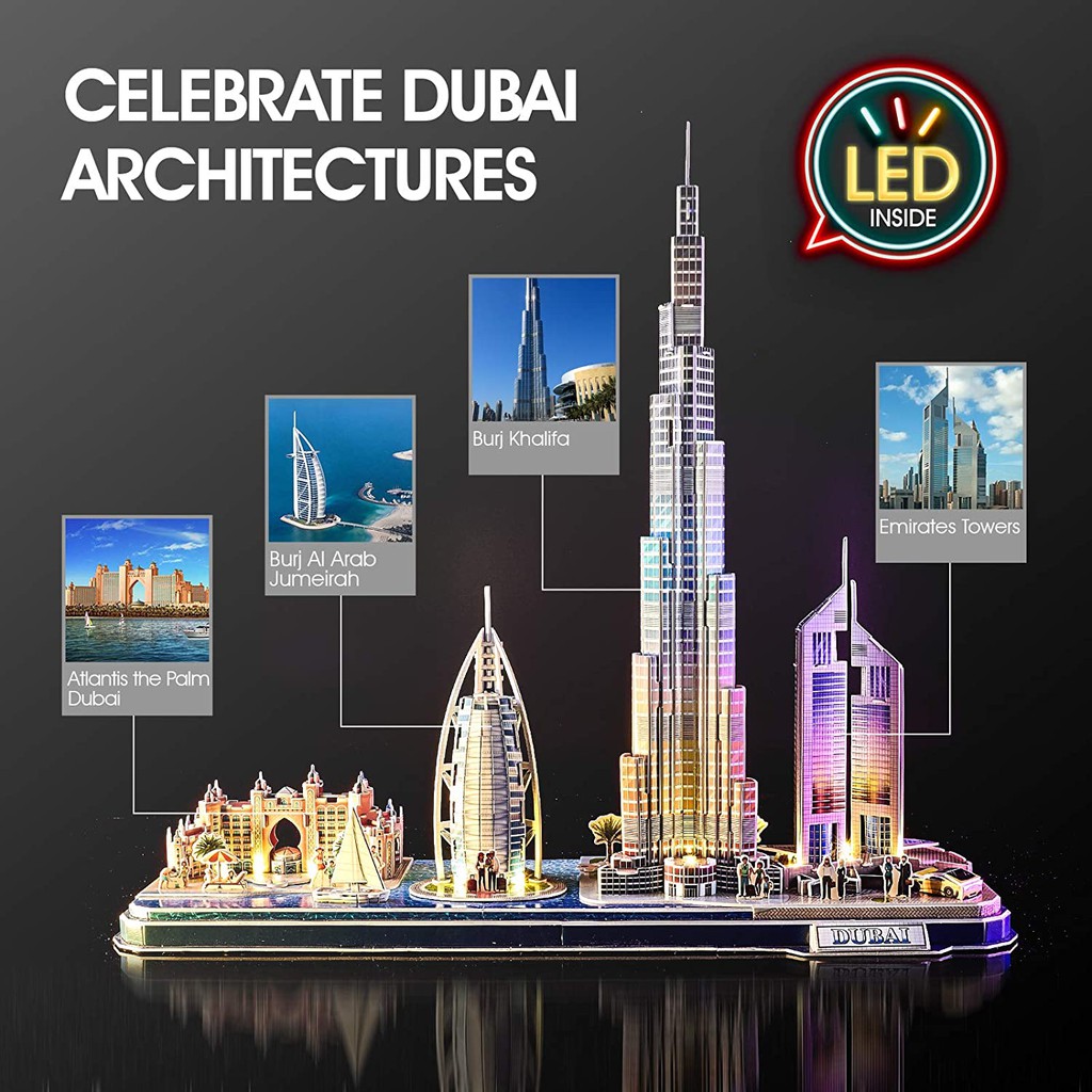 Mô Hình Giấy 3D CubicFun - Led Cityline Dubai L523h