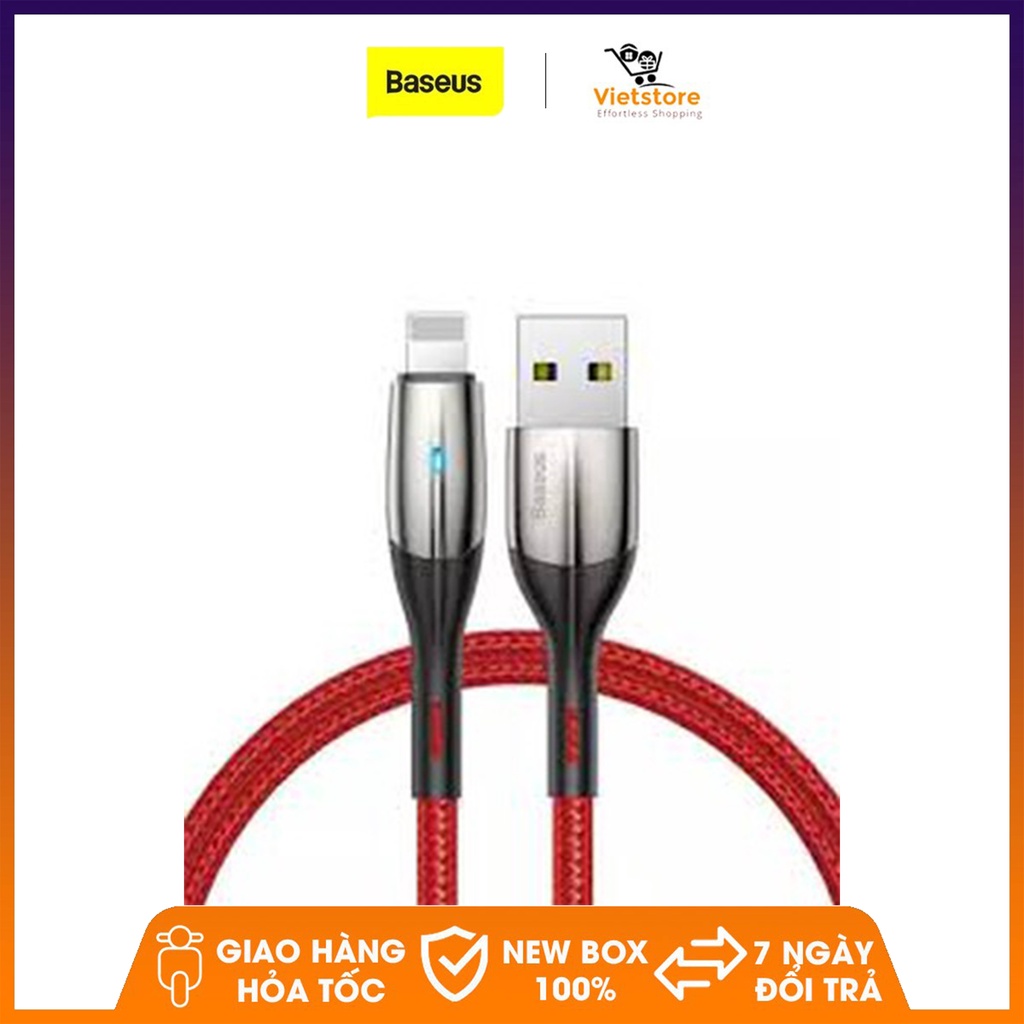 Cáp sạc siêu bền Baseus Chỉ Số 8 Pin Cáp cho ipad iPhone Xs Max Xs XR hỗ trợ Sạc Nhanh có đèn Màu Xanh LED cho IOS 13