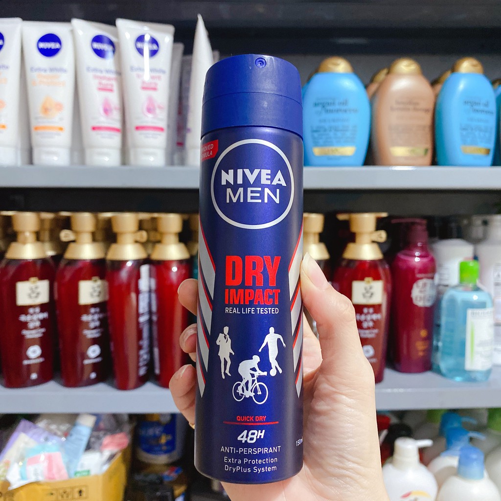Combo Khử Mùi 48h - Khô Thoáng Tức Thì Nivea Men DRY IMPACT (1 lăn 50ml+ 1 xịt 150ml )