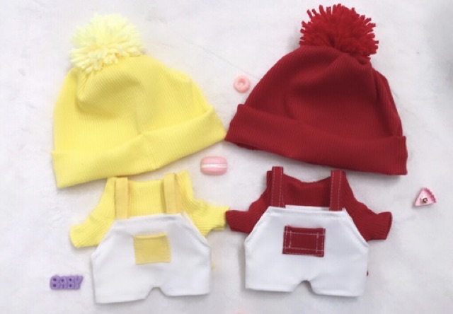 SET BEANIE PHỐI YẾM CHO DOLL 20CM VÀ 15CM