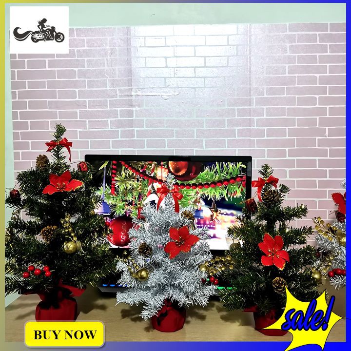 Cây thông noel mini để bàn kèm phụ kiện trang trí gắn sẵn siêu đáng yêu phù hợp để bàn, phòng ngủ, kệ tủ....