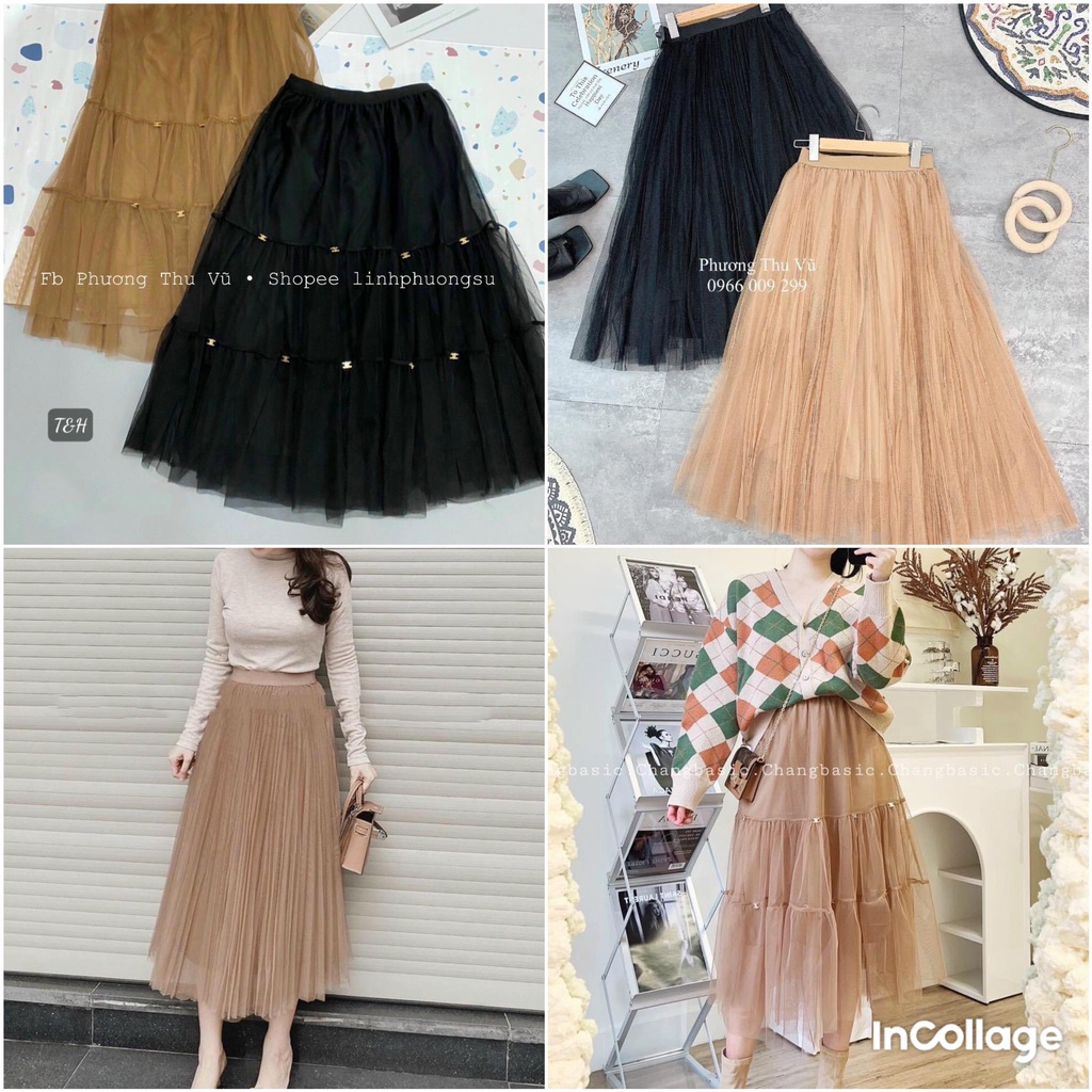 Chân váy xếp ly công chúa 2 lớp dáng suông chữ A mẫu mới nhất sang chảnh
