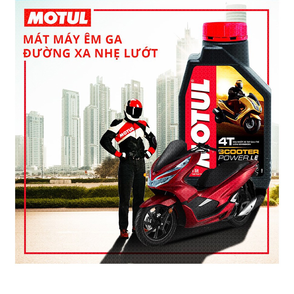 1 chai Motul Scooter Power LE 5W40 0,8L + 1 tuyp lab