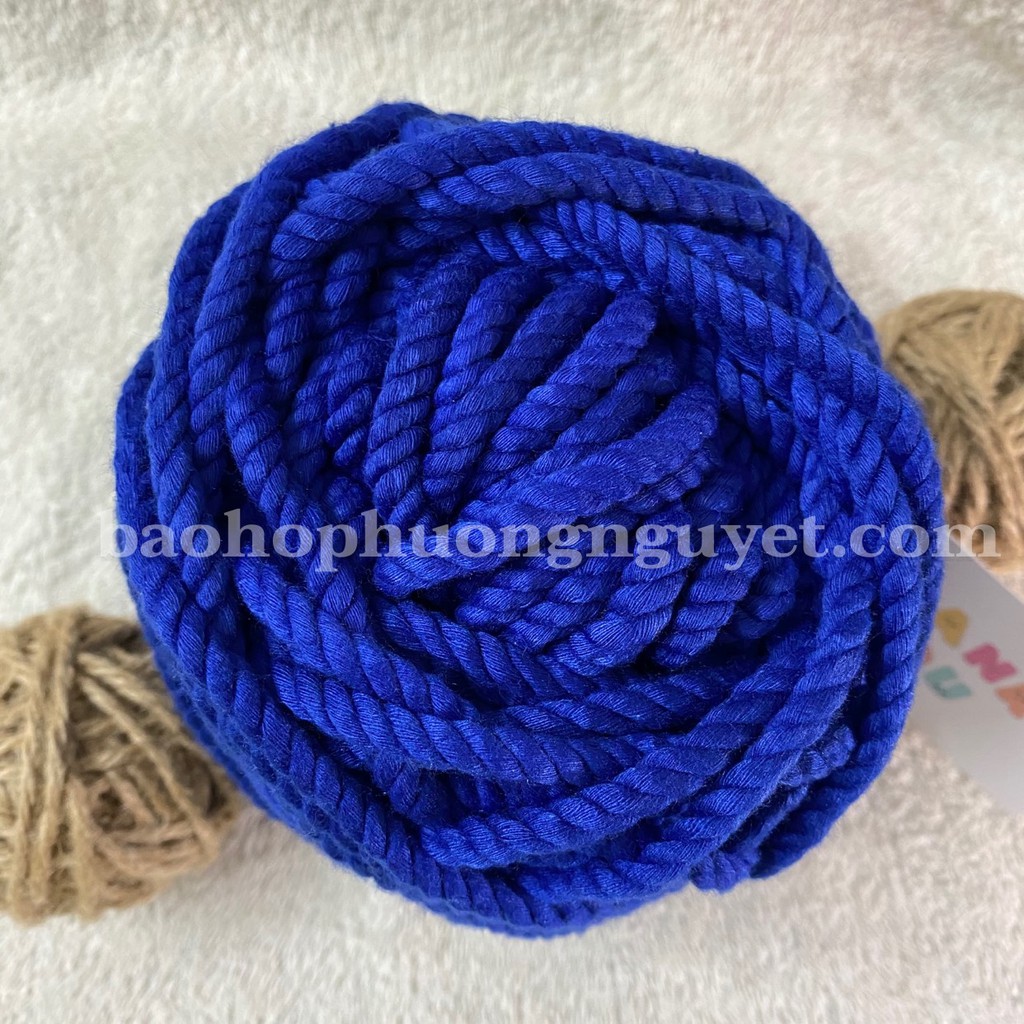 [Ảnh thật] Dây thừng cotton màu Xanh côban size 5mm thắt Macrame