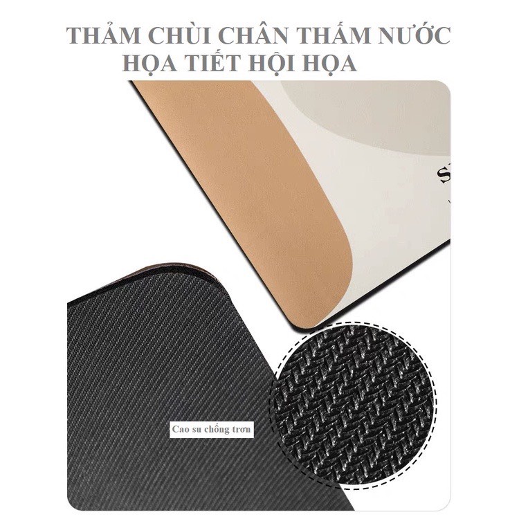Thảm chùi chân nhà tắm chất liệu silicon thấm nước tốt , họa tiết hội họa