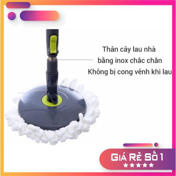 Bộ cây lau nhà xoay tay mini ettom lock&lock etm498 –  kèm 2 bông lau cao cấp xoay 360 độ