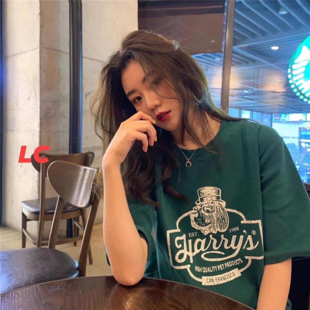 Áo phông rộng tay lỡ unisex Harry xanh rêu màu sắc cực độc lạ nam nữ form oversize basic Áo Thun 360