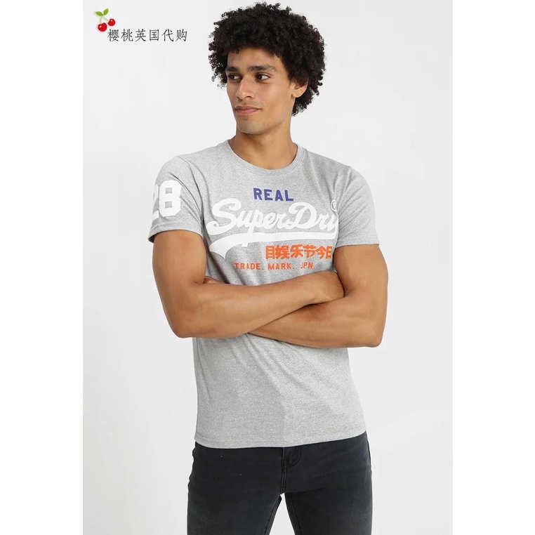 Áo thun cotton tay ngắn in logo Superdry thời trang cho nam